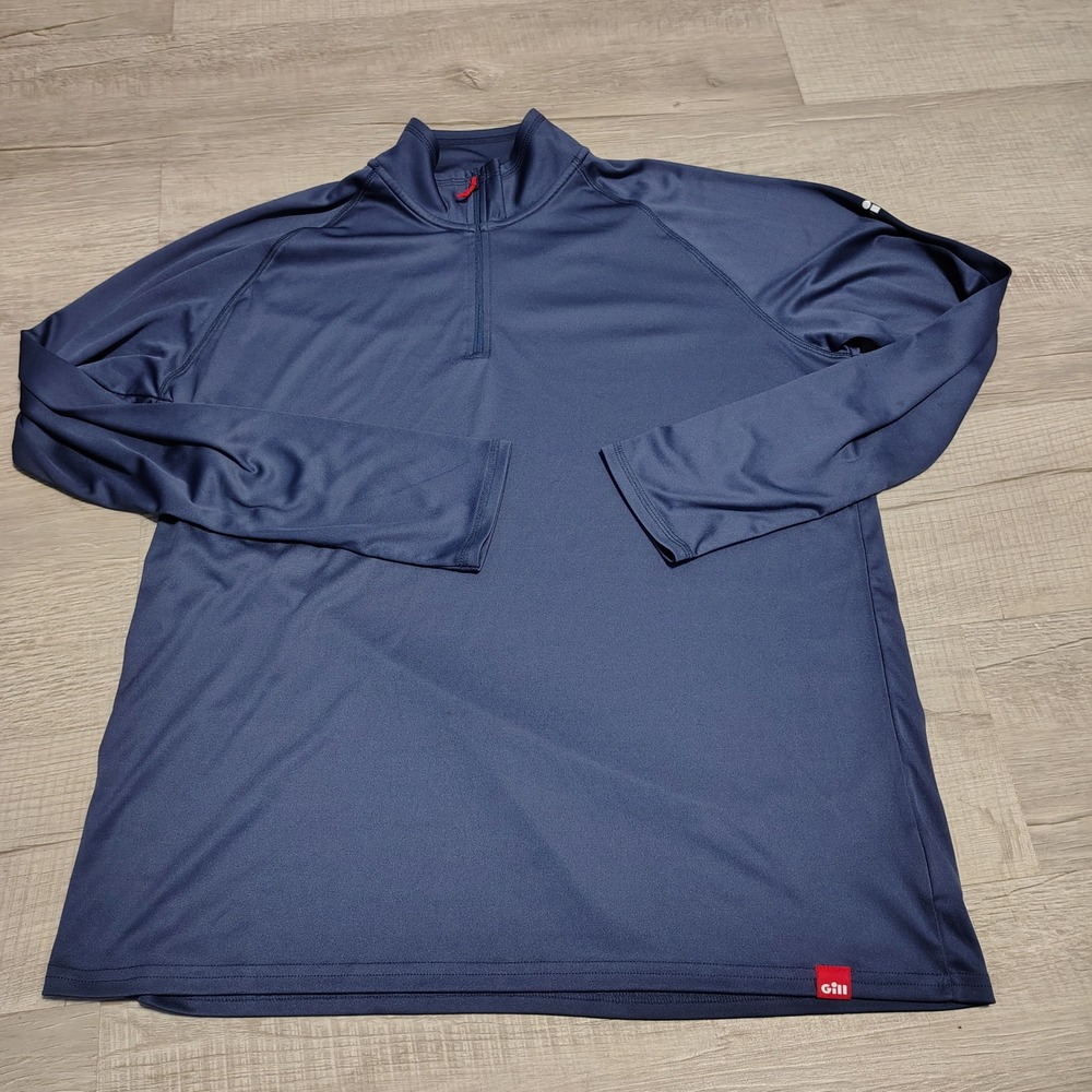 Gill Mens UV Tec Quarter Zip Long Sleeve Performance Shirt Navy Blue XL UV50+